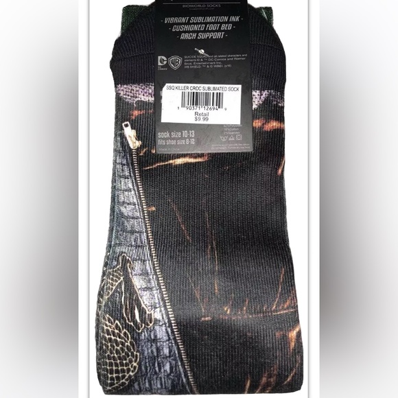 Suicide Squad Killer Croc Crew Socks 1 Pair Men 8-12 Green Black Sublimated DC - Picture 6 of 7